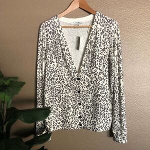 Forever 21 Gray Leopard Cardigan Sweater L